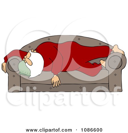 Clipart Santa Sleeping On A Couch - Royalty Free Vector Illustration by djart