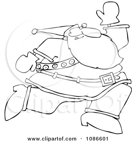 Clipart Outlined Santa Running - Royalty Free Vector Illustration by djart