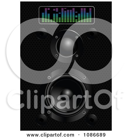 Clipart 3d Black Speaker Box And Equalizer - Royalty Free Vector Illustration by Pushkin