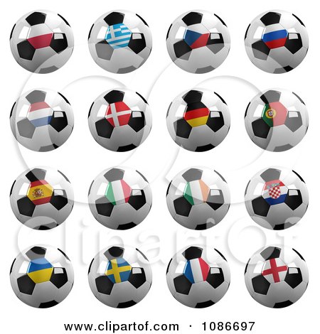 Clipart 3d Soccer Championship Of 2012 Balls With Flags - Royalty Free CGI Illustration by stockillustrations