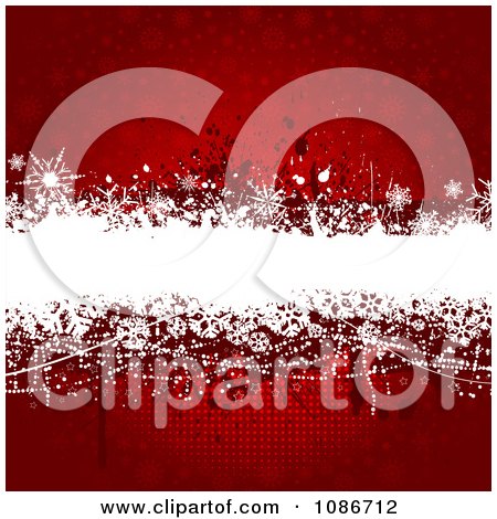 Clipart Red And White Grunge Snowflake Christmas Background - Royalty Free Vector Illustration by KJ Pargeter