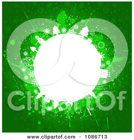 Clipart Grungy Green And White Christmas Sphere - Royalty Free Vector Illustration by KJ Pargeter