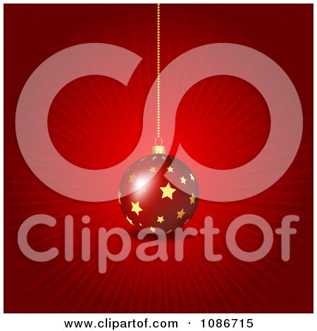 Clipart 3d Red Ray And Star Christmas Bauble Background - Royalty Free Vector Illustration by KJ Pargeter