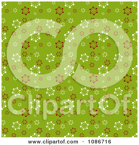 Clipart Green Patterned Snowflake Christmas Background - Royalty Free Vector Illustration by KJ Pargeter