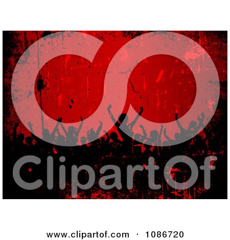 Clipart Silhouetted Audience Of Fans In Red And Black Grunge - Royalty Free Vector Illustration by KJ Pargeter