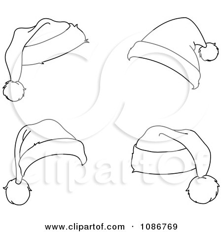 Clipart Four Outlined Santa Hats - Royalty Free Vector Illustration by yayayoyo