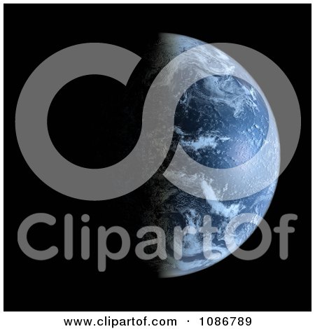 Clipart 3d Earth Partially Engulfed In Darkness - Royalty Free CGI Illustration by chrisroll