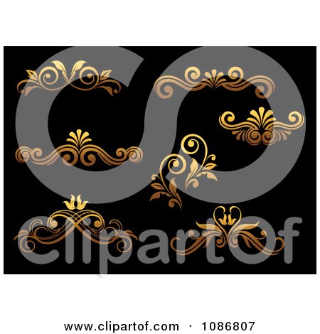 Clipart Golden Flourish Rule And Border Design Elements 1 - Royalty Free Vector Illustration by Vector Tradition SM