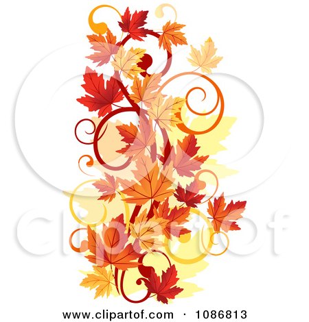 Clipart Vertical Autumn Leaf Swirl - Royalty Free Vector Illustration by Vector Tradition SM