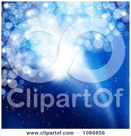 Clipart Blue Glowing Sparkly Christmas Bokeh Lights Background - Royalty Free CGI Illustration by KJ Pargeter