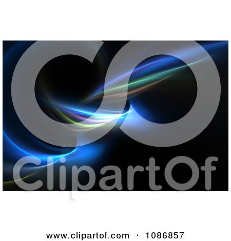 Clipart Twisting Blue Fractal On Black Background - Royalty Free CGI Illustration by Arena Creative