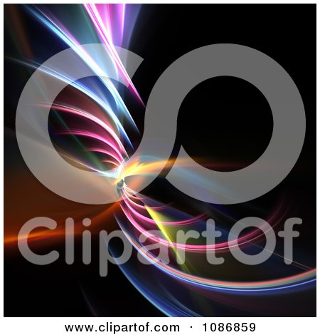 Clipart Twisting Rainbow Fractal On Black - Royalty Free CGI Illustration by Arena Creative