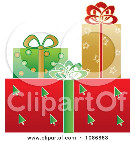 Clipart Festively Wrapped X Mas Gifts - Royalty Free Vector Illustration by Pams Clipart