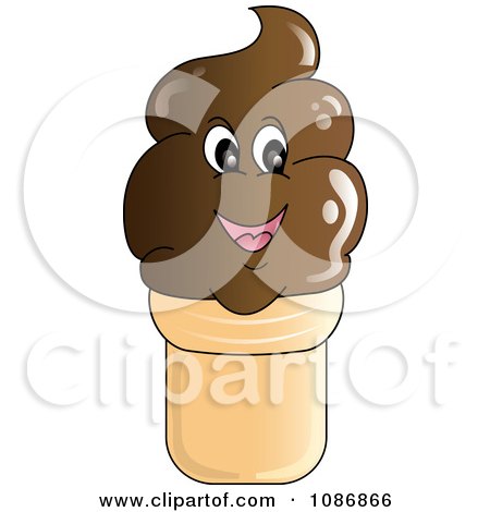 Clipart Smiling Chocolate Ice Cream Cone Character - Royalty Free Vector Illustration by Pams Clipart