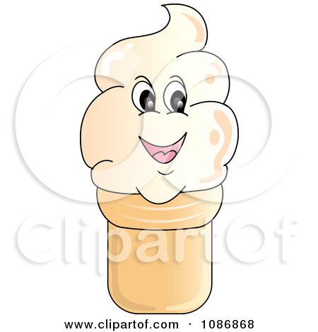 Clipart Smiling Vanilla Ice Cream Cone Character - Royalty Free Vector Illustration by Pams Clipart