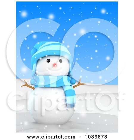 Clipart 3d Christmas Snowman In The Snow 1 - Royalty Free CGI Illustration by BNP Design Studio