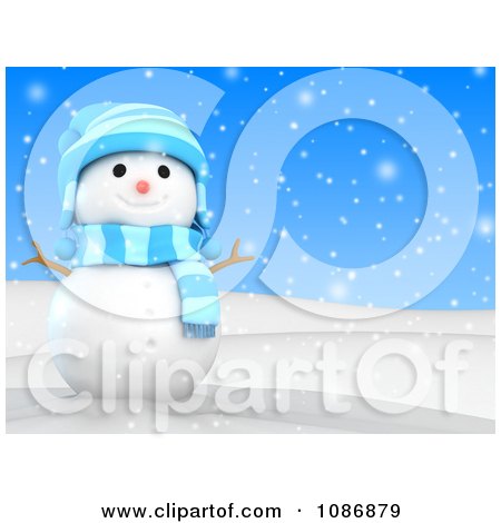 Clipart 3d Christmas Snowman In The Snow 2 - Royalty Free CGI Illustration by BNP Design Studio