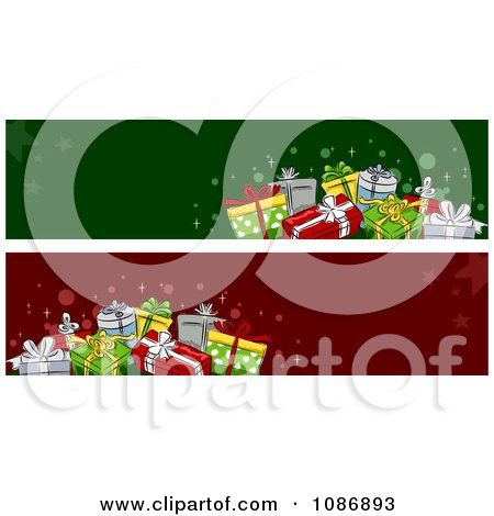 Clipart Red And Green Christmas Gift Website Banners - Royalty Free Vector Illustration by BNP Design Studio