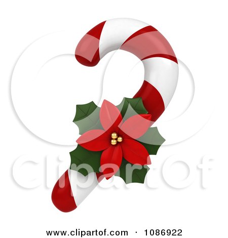 Clipart 3d Poinsettia And Peppermint Candy Cane - Royalty Free CGI Illustration by BNP Design Studio