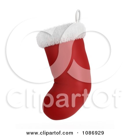 Clipart 3d Red Christmas Stocking With White Trim - Royalty Free CGI Illustration by BNP Design Studio