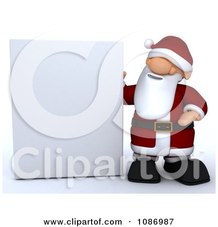 Clipart 3d Santa Presenting A Sign - Royalty Free CGI Illustration by KJ Pargeter