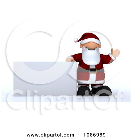 Clipart 3d Santa Presenting A Rectangular Sign - Royalty Free CGI Illustration by KJ Pargeter