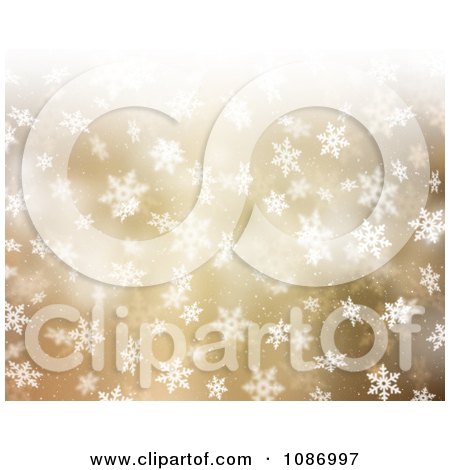 Clipart Golden Christmas Background With White Snowflakes - Royalty Free CGI Illustration by KJ Pargeter