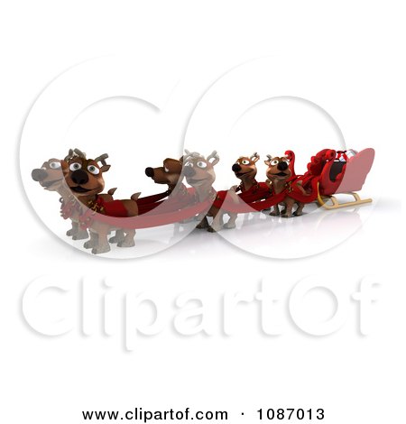 Clipart 3d Christmas Santa Sleigh With Reindeer And Gifts - Royalty Free CGI Illustration by KJ Pargeter