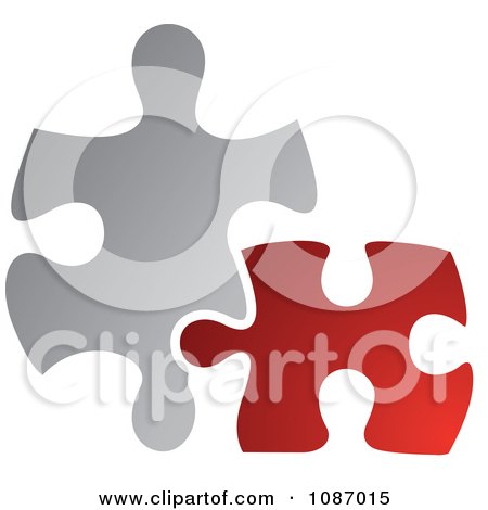 Clipart Red And Gray Jigsaw Puzzle Pieces - Royalty Free Vector Illustration by TA Images