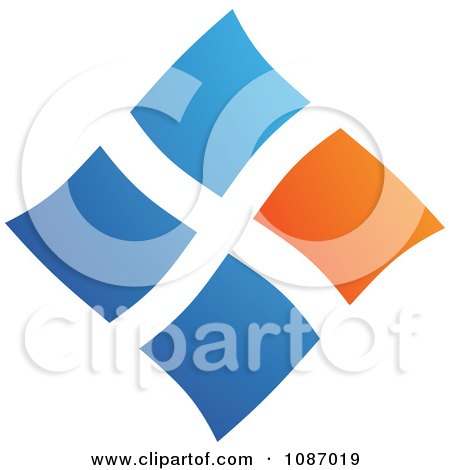 Clipart Orange And Blue Squares Forming A Diamond - Royalty Free Vector Illustration by TA Images