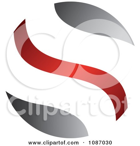Clipart Gray And Red Wave Sphere - Royalty Free Vector Illustration by TA Images