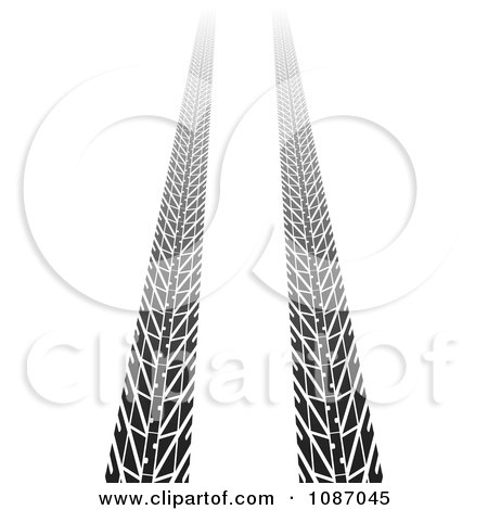 Clipart Tire Tracks Leading Forward - Royalty Free Vector Illustration by michaeltravers