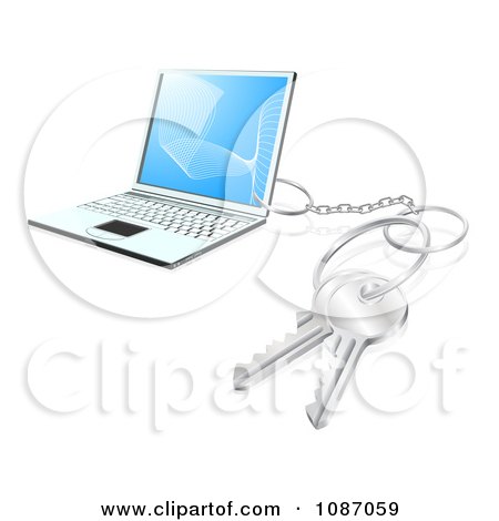 Clipart 3d Key Ring Attached To A Laptop Computer - Royalty Free Vector Illustration by AtStockIllustration