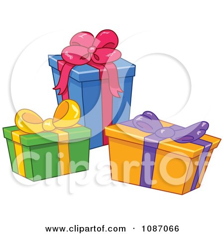 Clipart Three Birthday Or Christmas Gift Boxes - Royalty Free Vector Illustration by yayayoyo