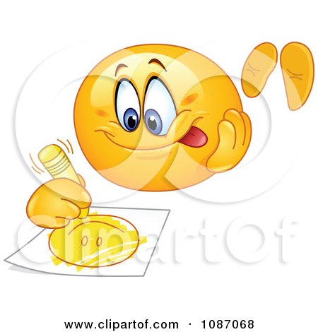 Clipart Artistic Smiley Face Emoticon Drawing - Royalty Free Vector Illustration by yayayoyo
