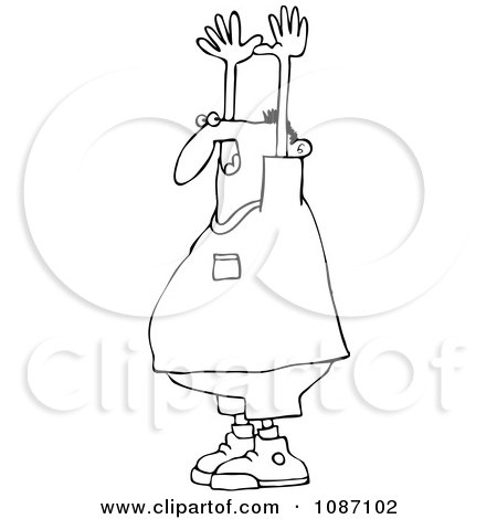 Clipart Outlined Held Up Man - Royalty Free Vector Illustration by djart