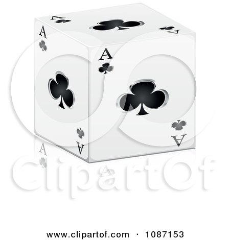 Clipart 3d Ace Of Clubs Cube With A Reflection - Royalty Free Vector Illustration by Andrei Marincas
