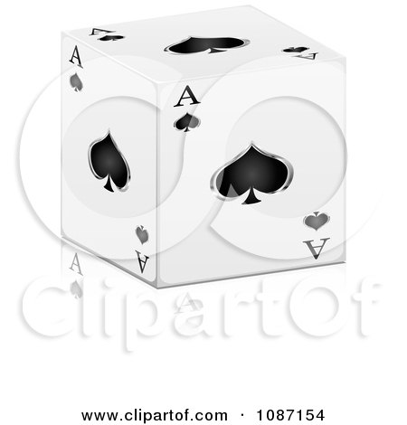 Clipart 3d Ace Of Spades Cube With A Reflection - Royalty Free Vector Illustration by Andrei Marincas