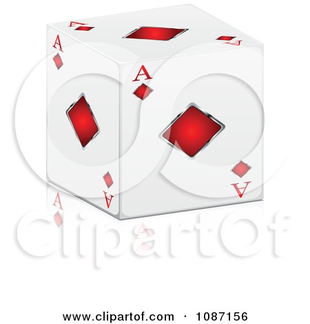 Clipart 3d Ace Of Diamonds Cube With A Reflection - Royalty Free Vector Illustration by Andrei Marincas