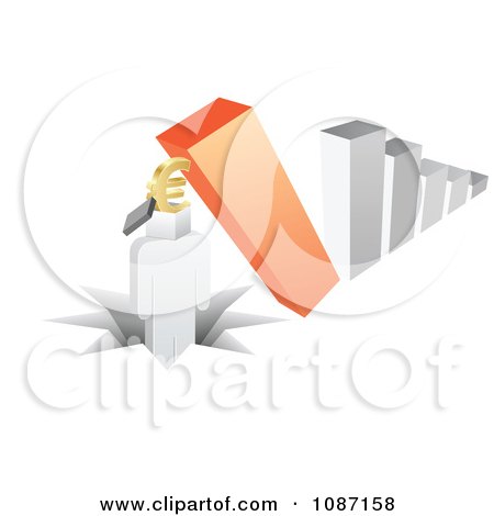 Clipart 3d Crashing Bar Graph Pounding A Person With A Euro Box Head - Royalty Free Vector Illustration by Andrei Marincas