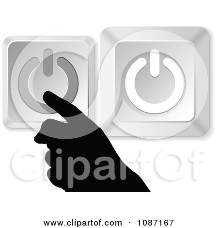 Clipart Silhouetted Hand With Silver Power Buttons - Royalty Free Vector Illustration by Andrei Marincas