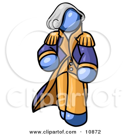 Blue George Washington Character Clipart Illustration by Leo Blanchette