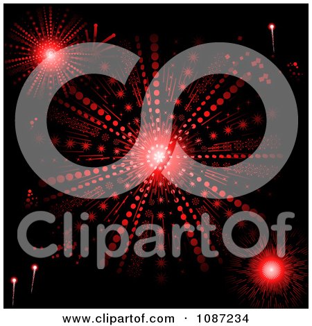 Clipart Glowing Red Snowflake Firework Burst - Royalty Free Vector Illustration by elaineitalia