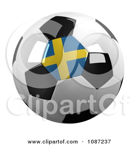 Clipart 3d Sweden Soccer Championship Of 2012 Ball - Royalty Free CGI Illustration by stockillustrations