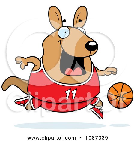 Clipart Chubby Wallaby Kangaroo Playing Basketball - Royalty Free Vector Illustration by Cory Thoman
