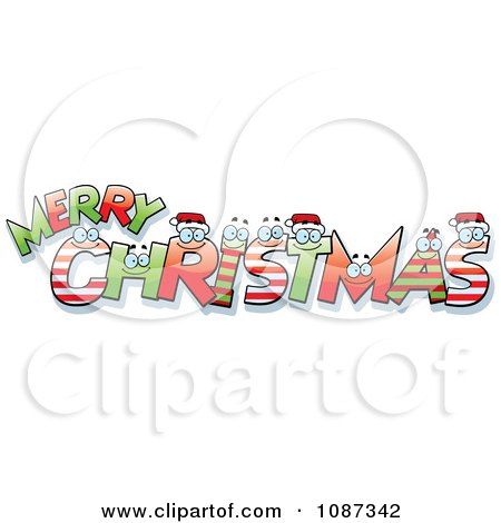 Clipart Happy Festive Letter Spelling Merry Christmas - Royalty Free Vector Illustration by Cory Thoman