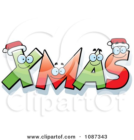 Clipart Happy Festive Letter Spelling XMAS - Royalty Free Vector Illustration by Cory Thoman