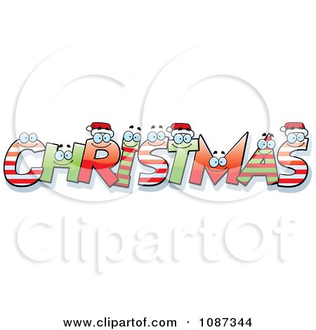 Clipart Happy Festive Letter Spelling Christmas - Royalty Free Vector Illustration by Cory Thoman