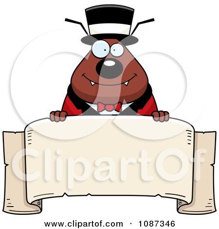 Clipart Circus Ring Master Flea Holding A Banner - Royalty Free Vector Illustration by Cory Thoman