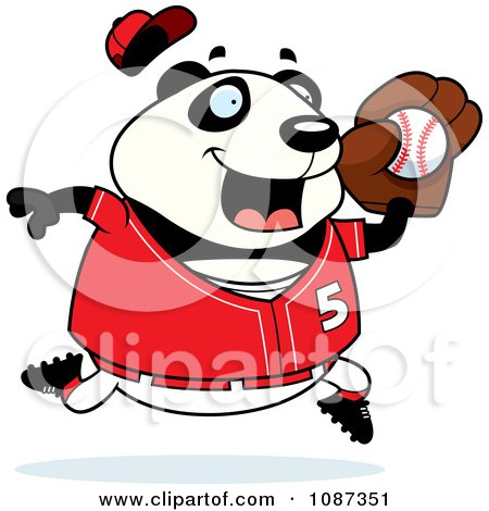 Clipart Chubby Panda Playing Baseball - Royalty Free Vector Illustration by Cory Thoman